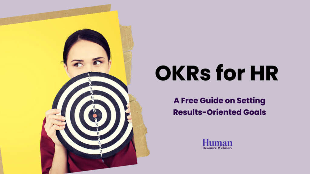 OKR guide for HR showing woman holding dart board target